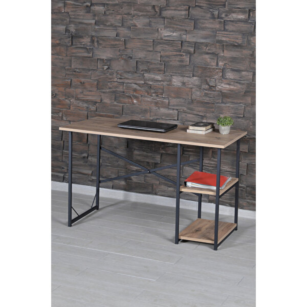 Mavera Home Çalışma Masası Ev Ofis Metal Ayaklı Masa Bilgisayar Laptop Masası - 120 x 60 cm - Kahverengi Çalışma Masası Fiyatı