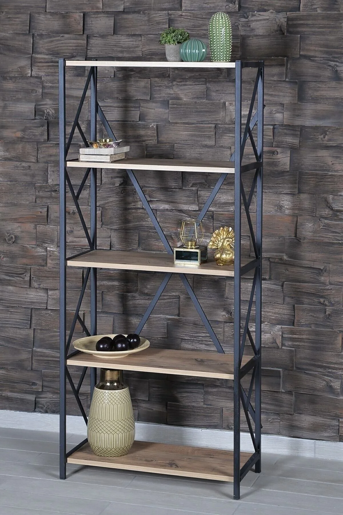 Mavera Home Metal Kitaplık Ceviz" Kitaplık Fiyatı
