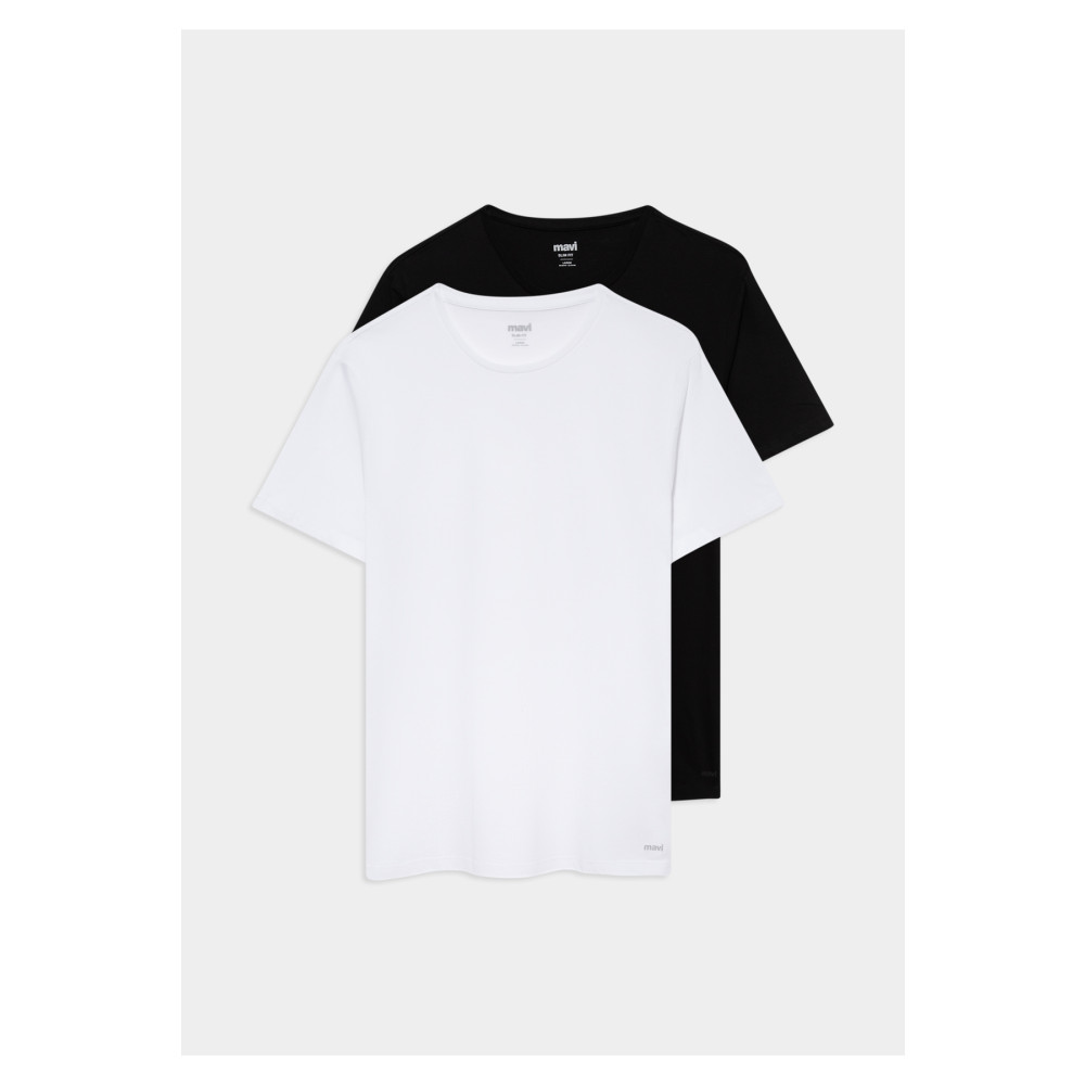 Mavi 2li Bisiklet Yaka Erkek Basic Tişört Slim Fit / Dar Kesim -620 XXL Beden Bayan T-shirt Fiyatı