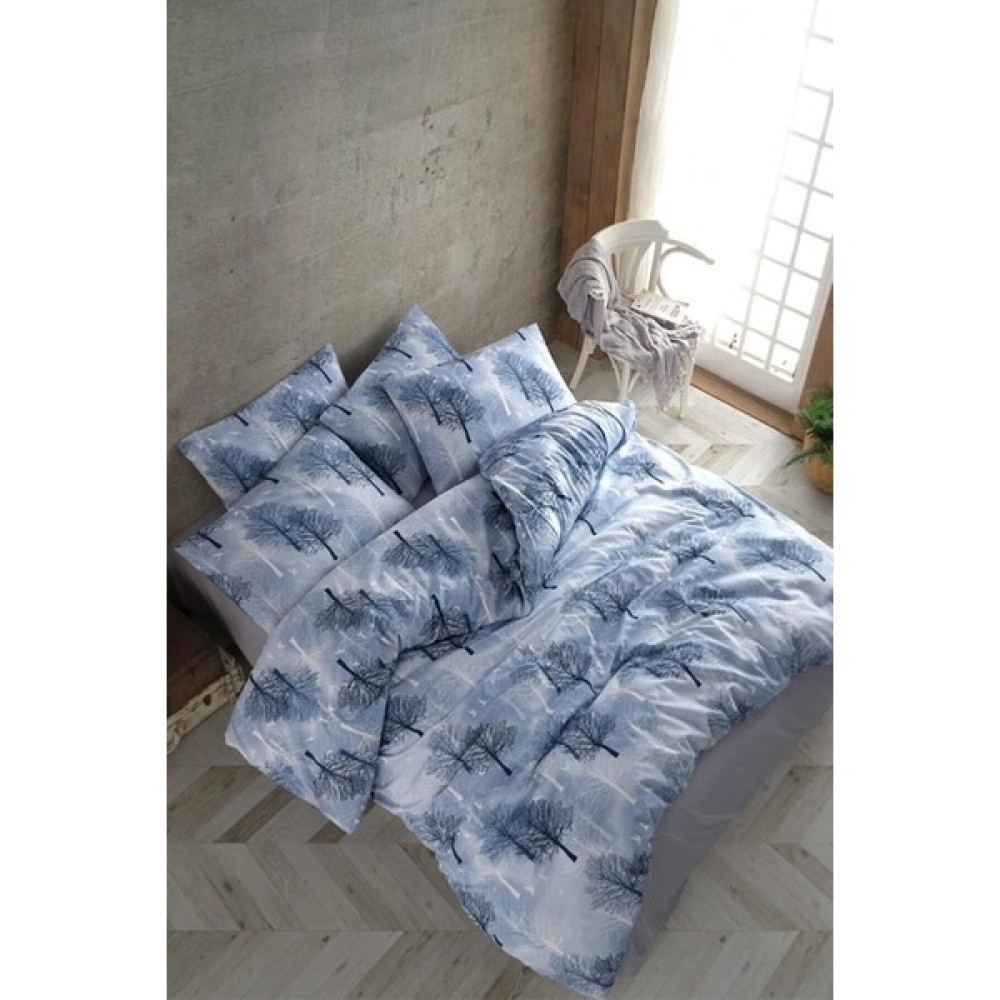 Mavi Ağaçlı Çift Kişilik Nevresim Takımı (Lastikli Çarşaflı) - 200 x 220 cm Nevresim Takımı Fiyatı
