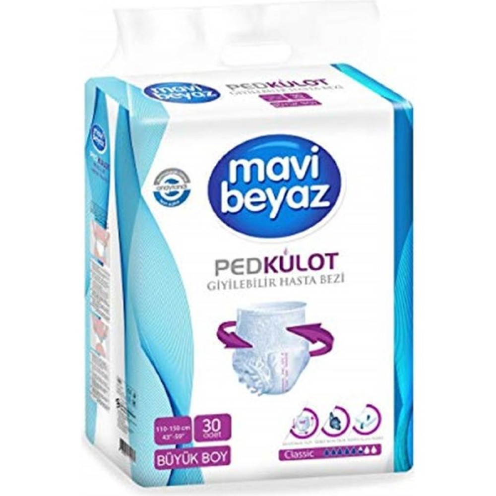 Mavi Beyaz Ped Emici Külot Hasta Bezi Large Büyük (30 Adet) - 0: 0 - 3 kg Yenidoğan / 50'li Bebek Bezi Fiyatı