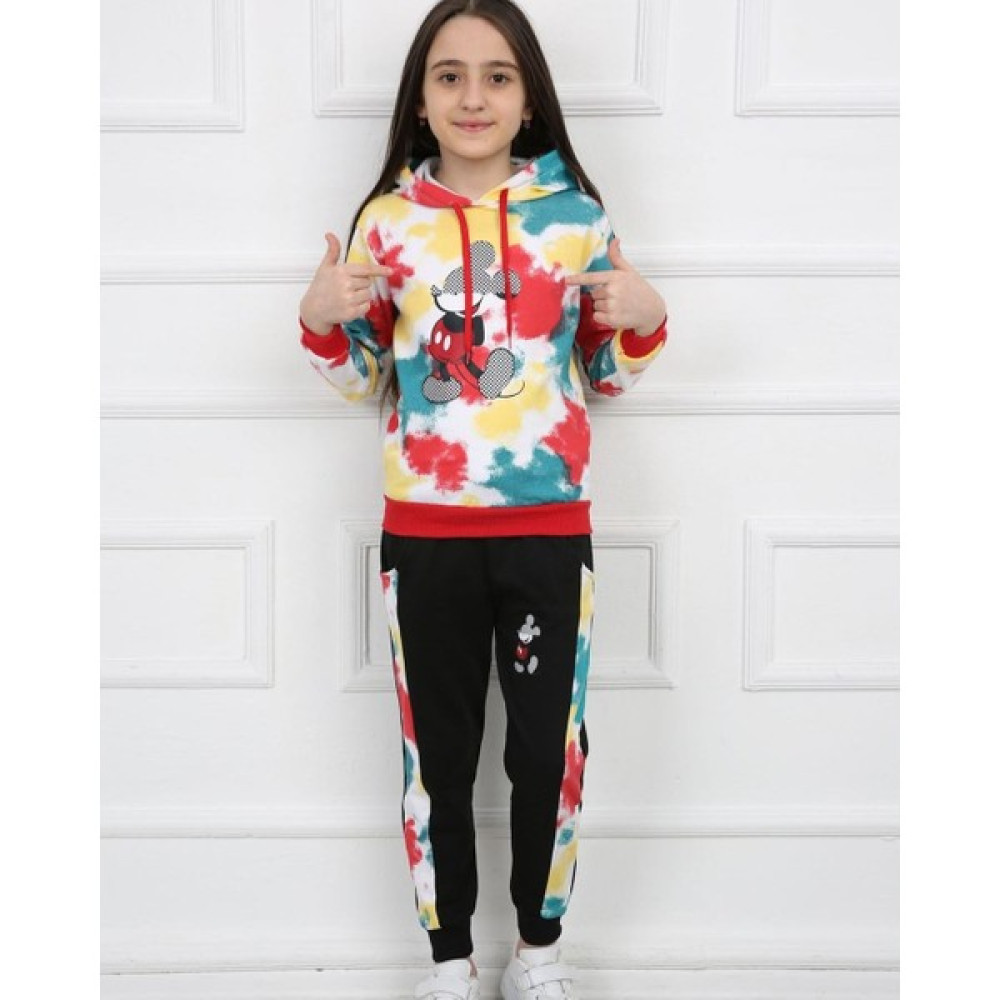 Mavi Boncuk Kids Batik Desenli Kız Kapüşonlu Eşofman Takımı Kız Çocuk Eşofman Fiyatı