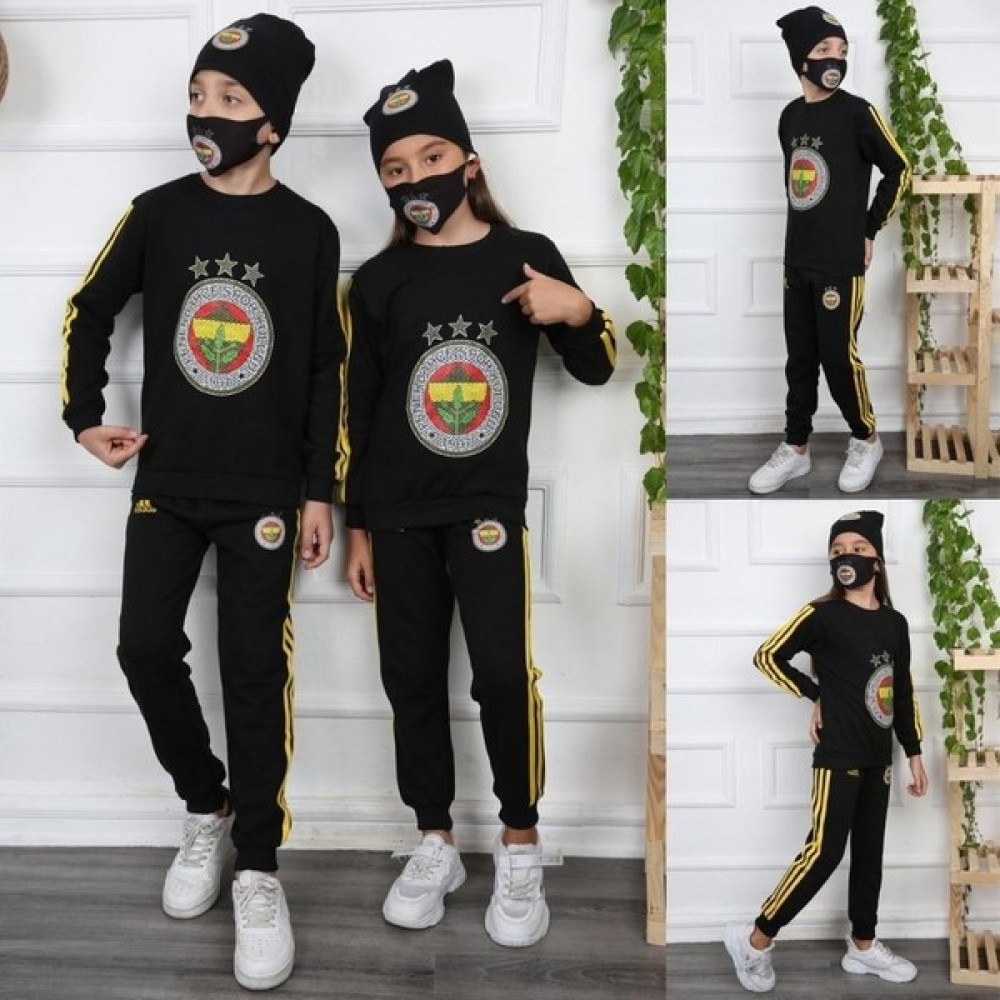 Mavi Boncuk Kids Dörtlü Fenerbahçe Taraftar Eşofman Takım Bereli Maskeli Erkek Çocuk Giyim Takımı Fiyatı