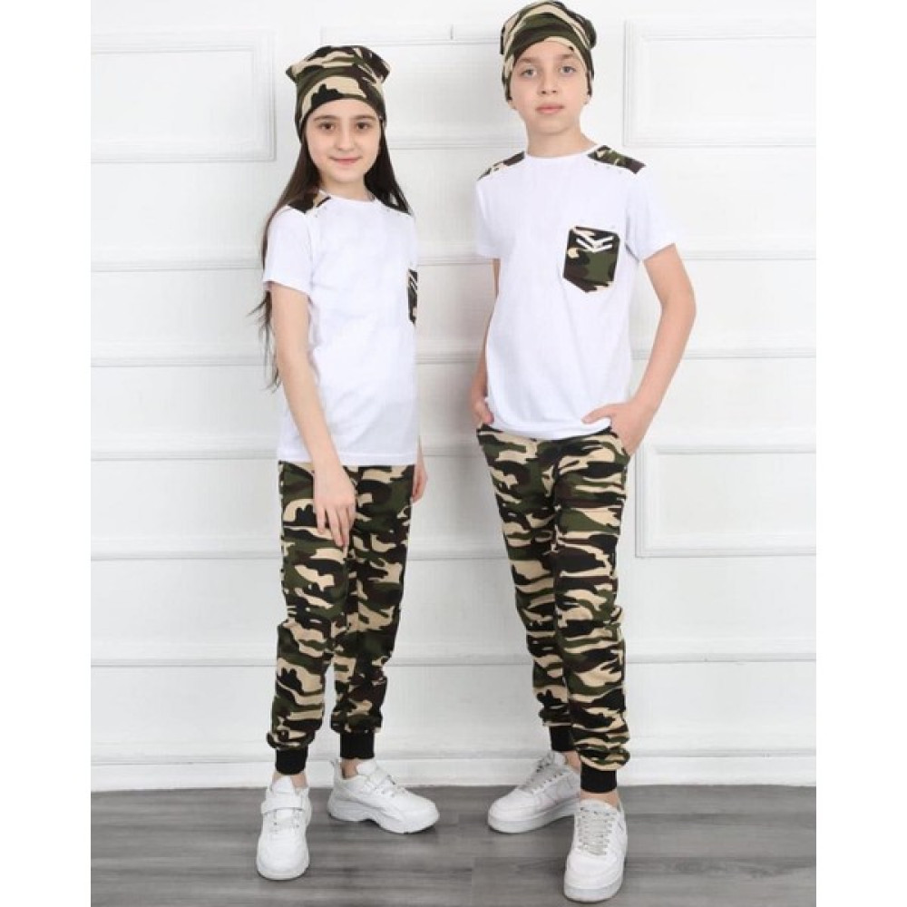Mavi Boncuk Kids Kamuflaj Bereli Alt Üst Takım Erkek Çocuk Giyim Takımı Fiyatı