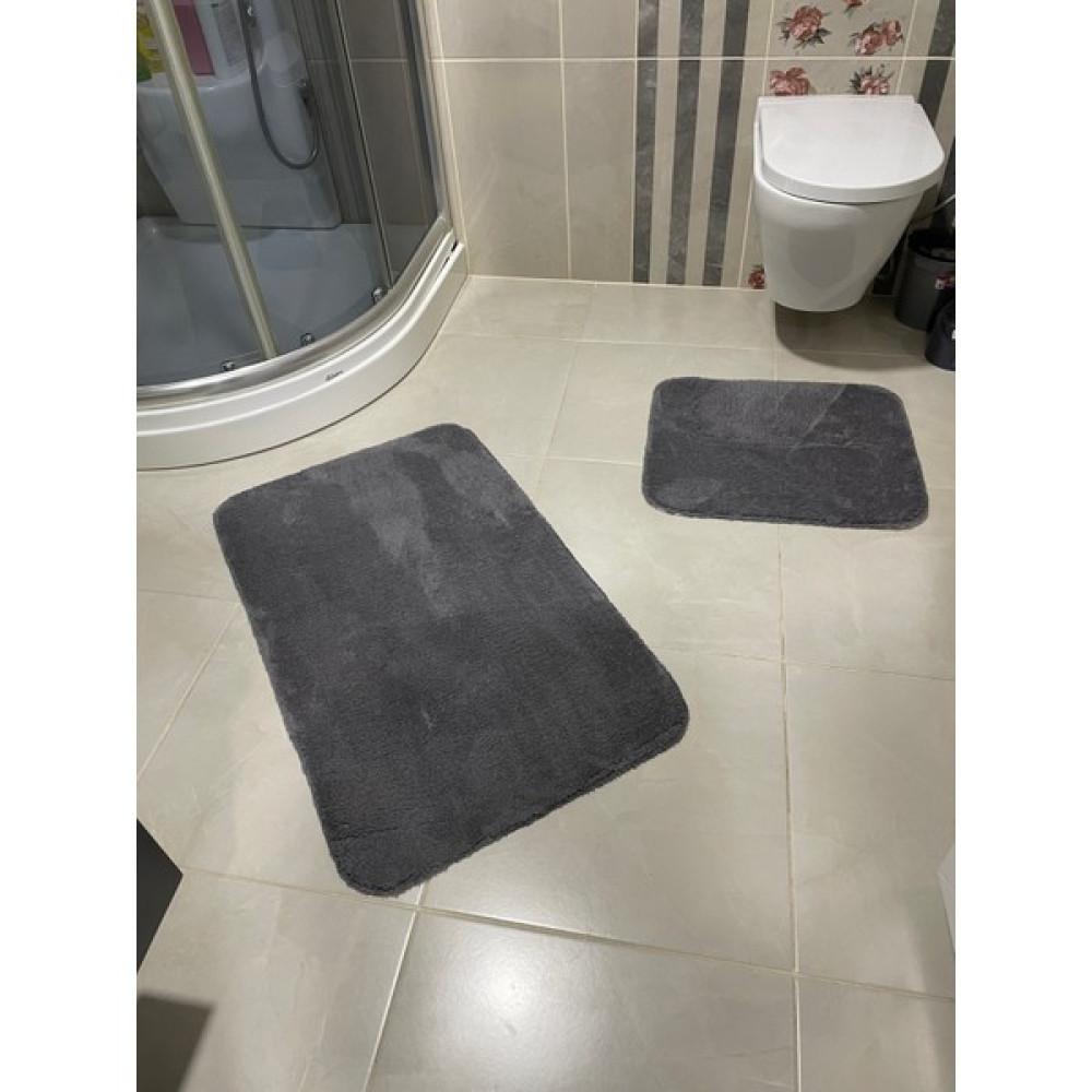 Mavi Home Banyo Paspas Takımı Peluş Kaymaz Taban Halı Peluş Banyo Paspas Klozet Takımı - Antrasit Klozet Takımı Fiyatı