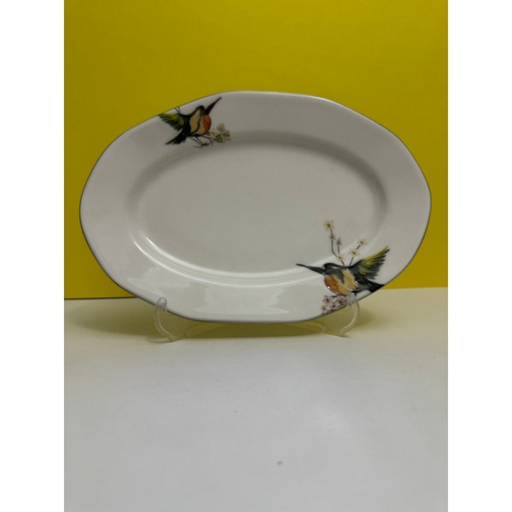Mavi Home Gümüş Yaldızlı Kuş Desenli 25 * 17 cm Kayık Tabak - 25*17 cm - Beyaz Mutfak Gereçleri Fiyatı