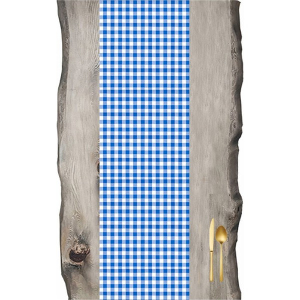 Mavi Kare Desen Pötikare Ranır - Runner - Renkli - 45 x 140 cm Masa Örtüsü Fiyatı