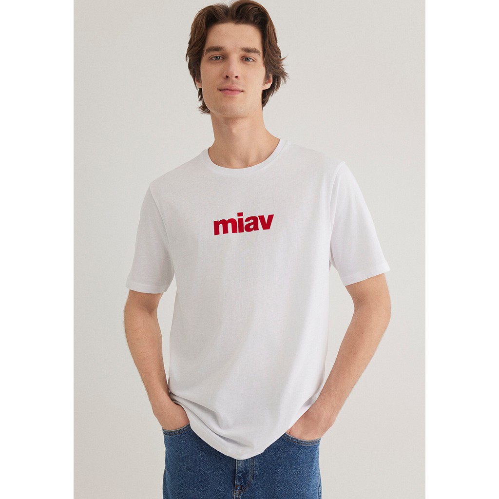 Mavi Kırmızı Miav Baskılı Beyaz Tişört Regular Fit / Normal Kesim -622 XS Beden" Bayan T-shirt Fiyatı