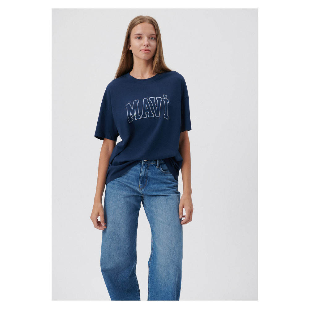 Mavi Logo Baskılı Lacivert Tişört Regular Fit / Normal Kesim -70488 XS Beden Bayan T-shirt Fiyatı
