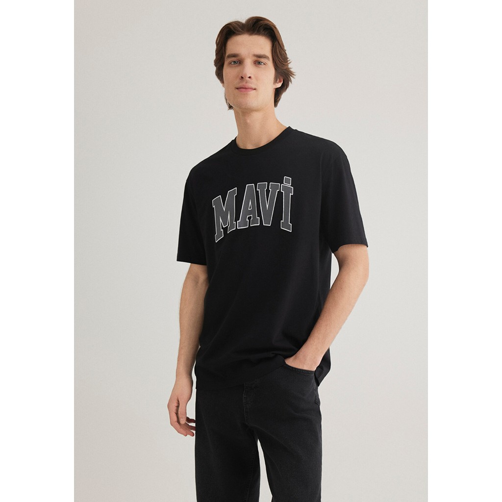 Mavi Logo Baskılı Siyah Tişört Loose Fit / Bol Rahat Kesim -900 S Beden" Bayan T-shirt Fiyatı