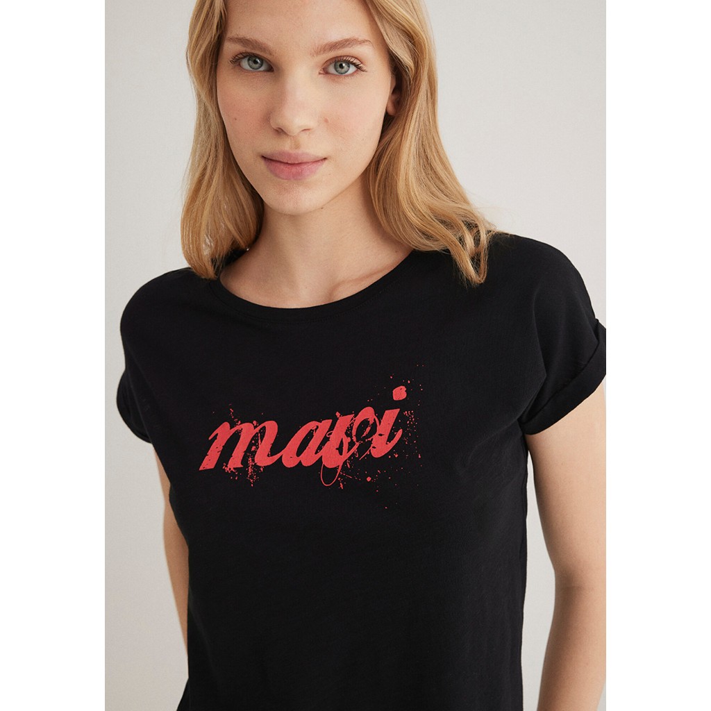 Mavi Logo Baskılı Siyah Tişört Slim Fit / Dar Kesim M Beden" Bayan T-shirt Fiyatı