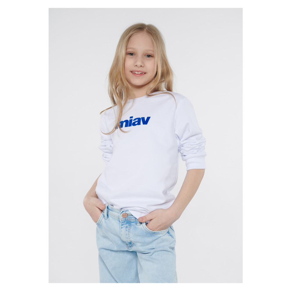 Mavi Miav Baskılı Beyaz Sweatshirt -620 11-12 Yaş Beden Bayan Sweatshirt Fiyatı