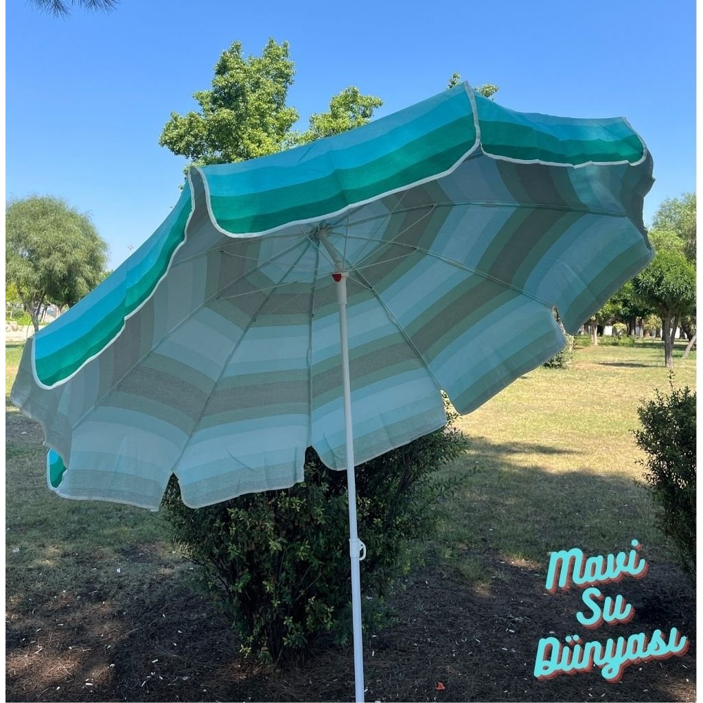 Mavi Su Dünyası Plaj Şemsiyesi (Pamuk Kumaş) Deniz, Balkon, Bahçe (Bidonsuz) 2 Metre, 10 Telli Şemsiyeler Fiyatı