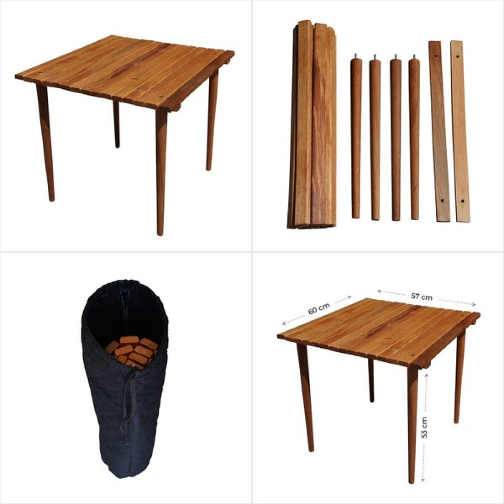 Mavi Trend Ahşap Katlanır Rulo Masa Kamp Outdoor Bahçe Araç Araba Masası Çantalı 60X57 Bahçe Masası Fiyatı