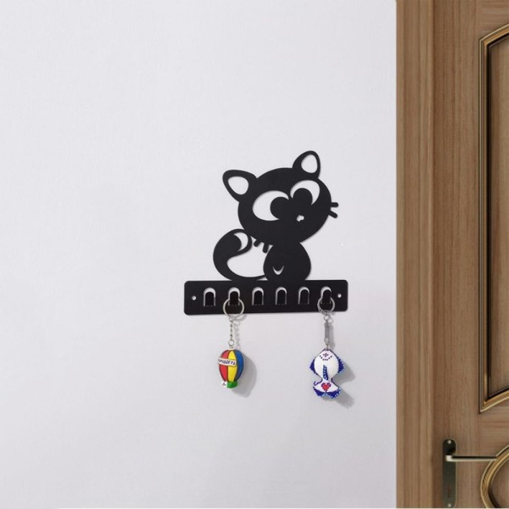 Mavi Trend Dekoratif Metal Siyah Anahtar Askılığı Kedi Figürlü Askılık Duvar Kapı Askılık Eşya Saklama / Düzenleme Fiyatı
