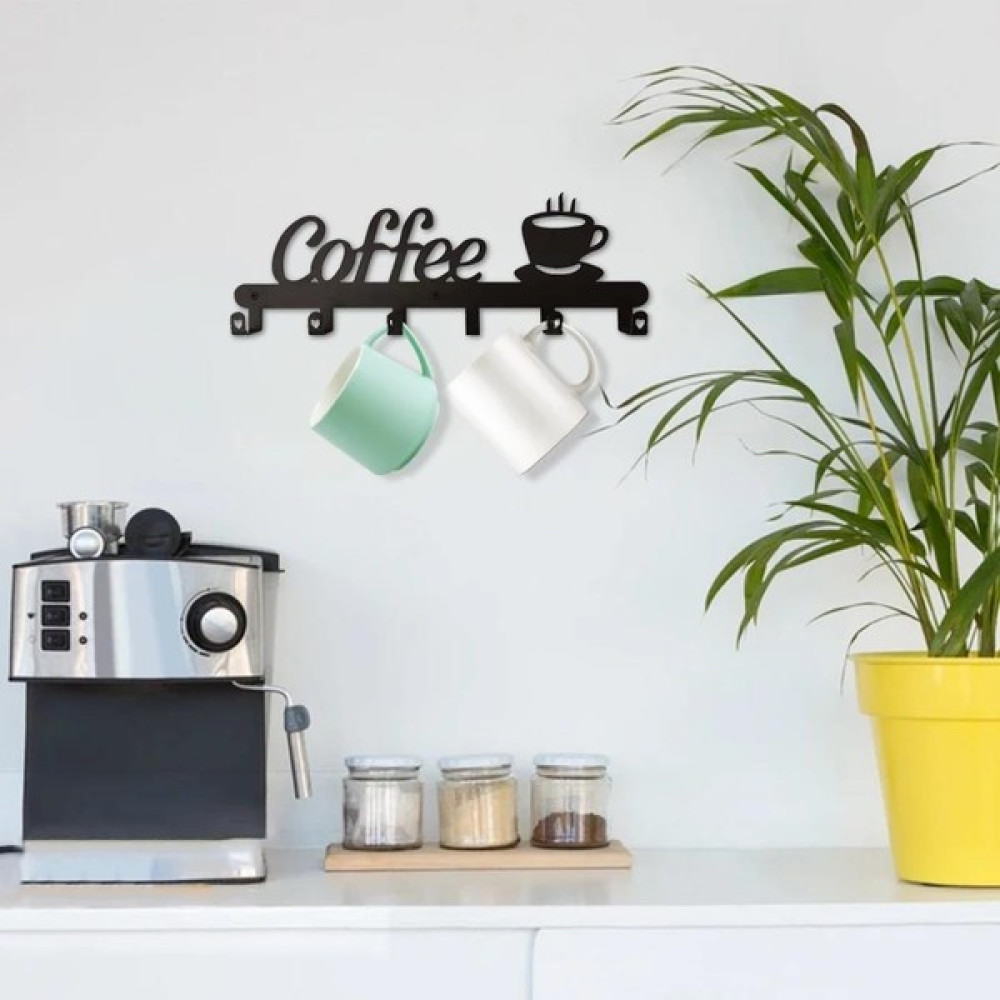 Mavi Trend Dekoratif Metal Siyah Mutfak Kupa ve Fincan Askılığı Coffee Askılık Sepet Fiyatı