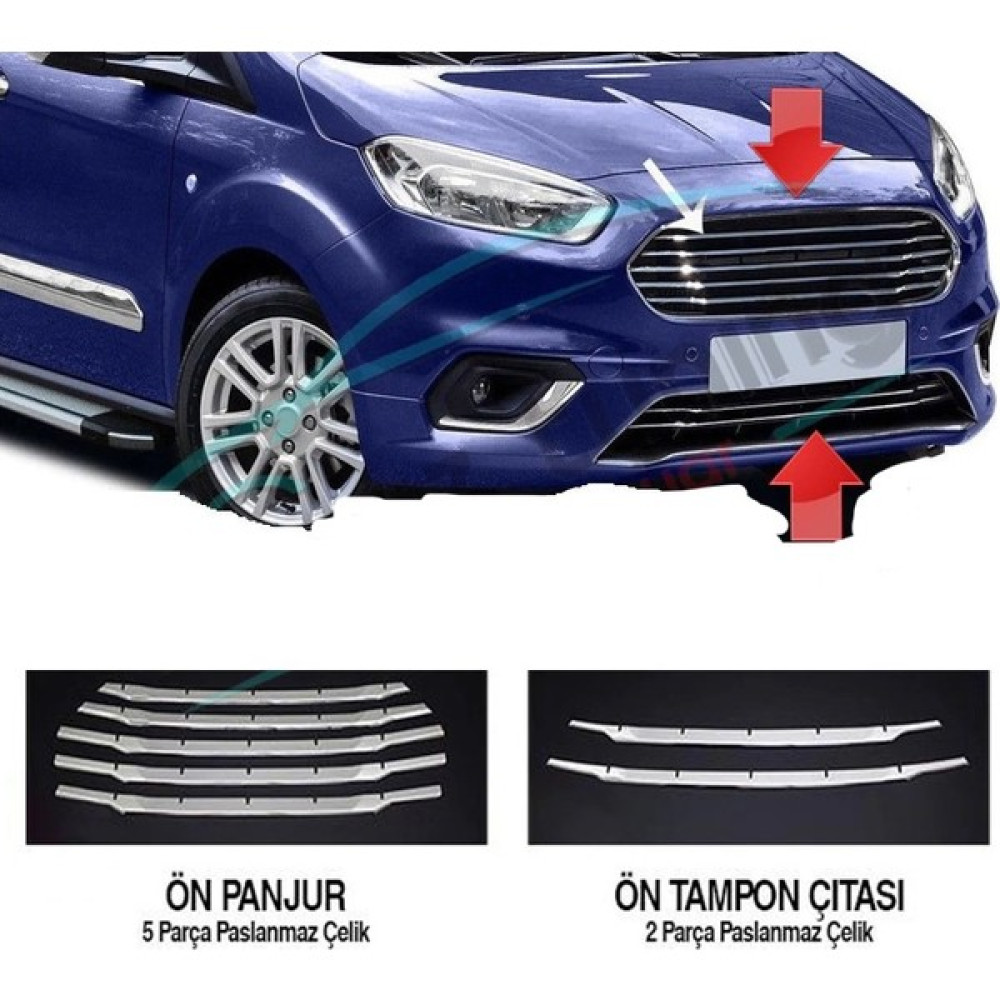Mavi Tuning Ford Courier Ön Panjur Kromu Nikelaj 7 Parça 2018 Sonrası Oto Boyaları Fiyatı