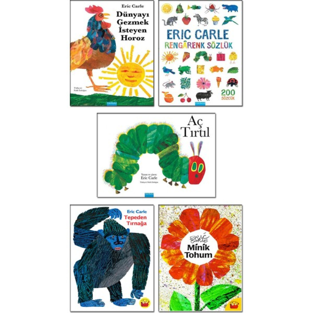 Mavibulut Yayınları - Aç Tırtıl / Eric Carle + Dünyayı Gezmek Isteyen Horoz + Rengarenk Sözlük + Tepeden Tırnağa + Minik Tohum / 5 Kitap Set Eric C... Çocuk Masal Fiyatı