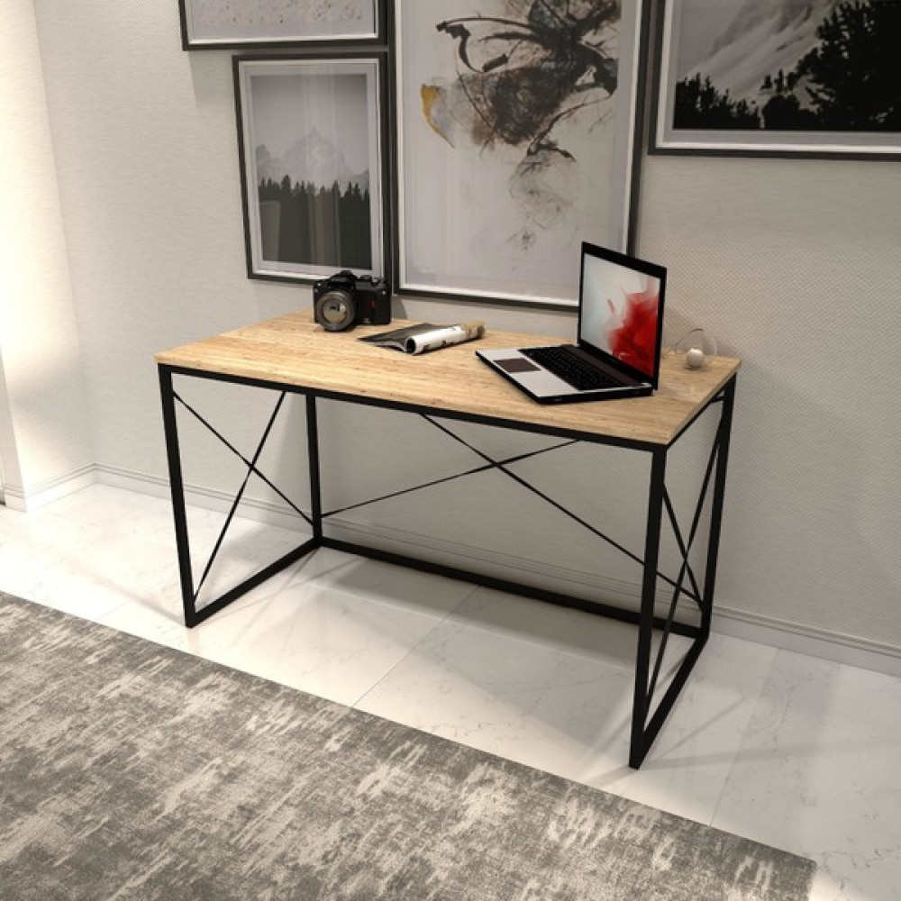 Mavienerji Dekoratif Ahşap Çalışma Masası Ofis Bilgisayar Laptop Masası - Y: 60 cm D: 100 cm G: 120 cm - Meşe Çalışma Masası Fiyatı