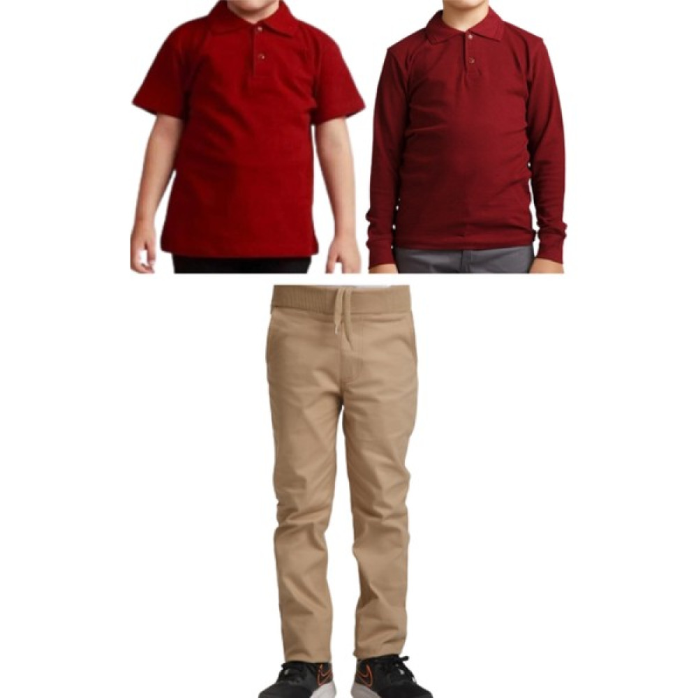 Mavimoure Unisex Çocuk Ribana Bel Keten Okul Pantolonu + Polo Yaka Kısa ve Uzun Kol T-Shirt Kız Çocuk Giyim Takımı Fiyatı