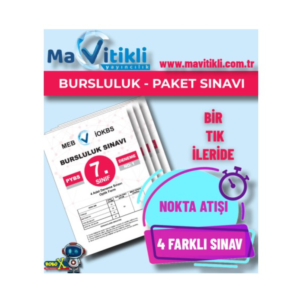 Mavitikli Yayınları 7. Sınıf Bursluluk Sınavı 4 Adet Deneme Sınavı Kaynak Kitapları Fiyatı