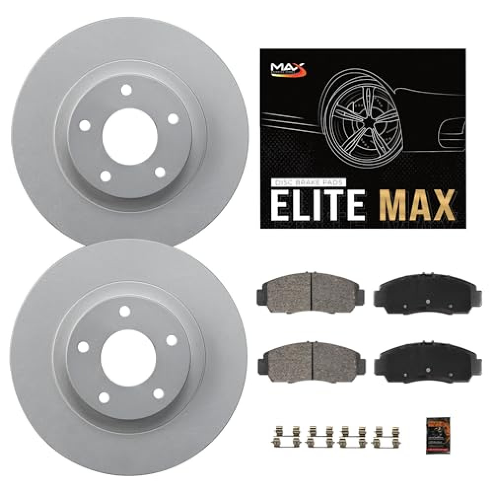 Max Advanced Brakes Front Brake Kit Compatible With 2006-2018 Toyota RAV4 w/10.83" Front Rotor Exc 3rd Row Seating Replacement Geomet Coated OE Disc Brake Rotors and Ceramic Brake Pads