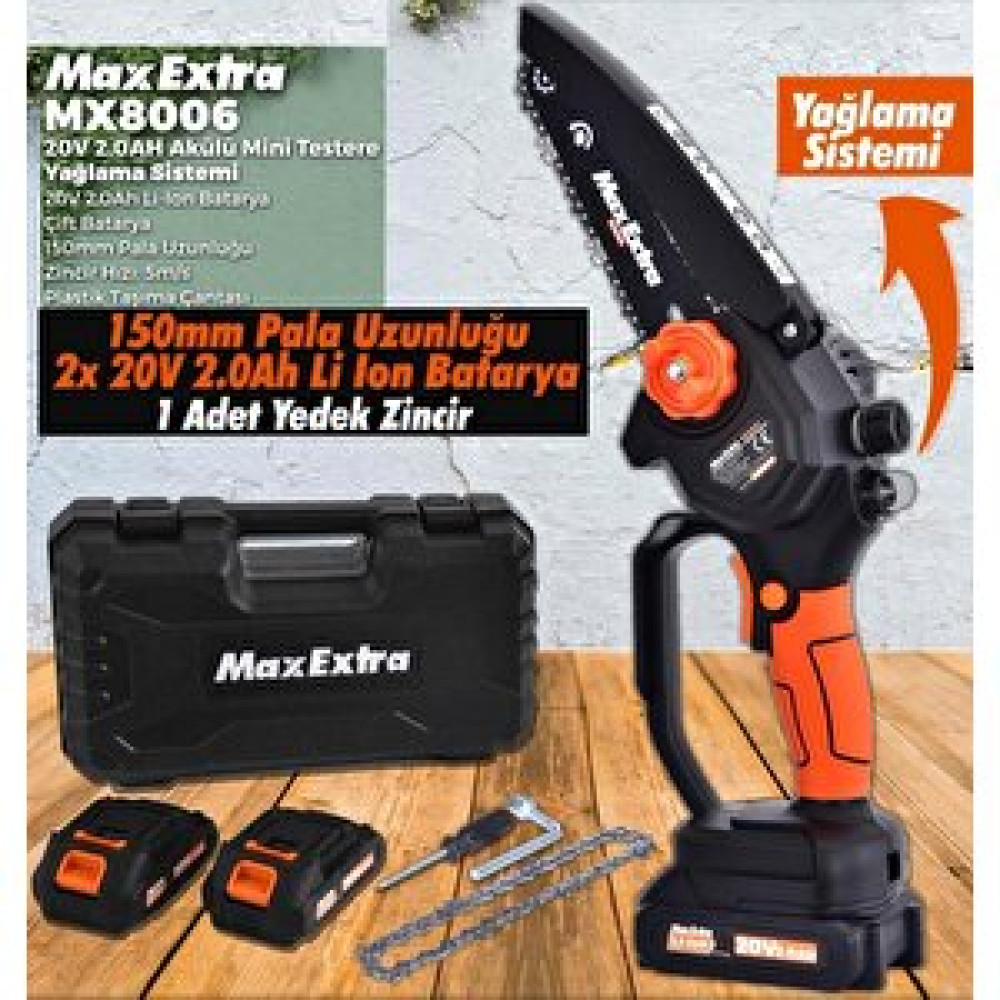 Max Extra Mx8006 Akülü Dal Kesme Budama Mini Testere Yağlı 20v 2.0ah Dal Budama Makineleri Fiyatı
