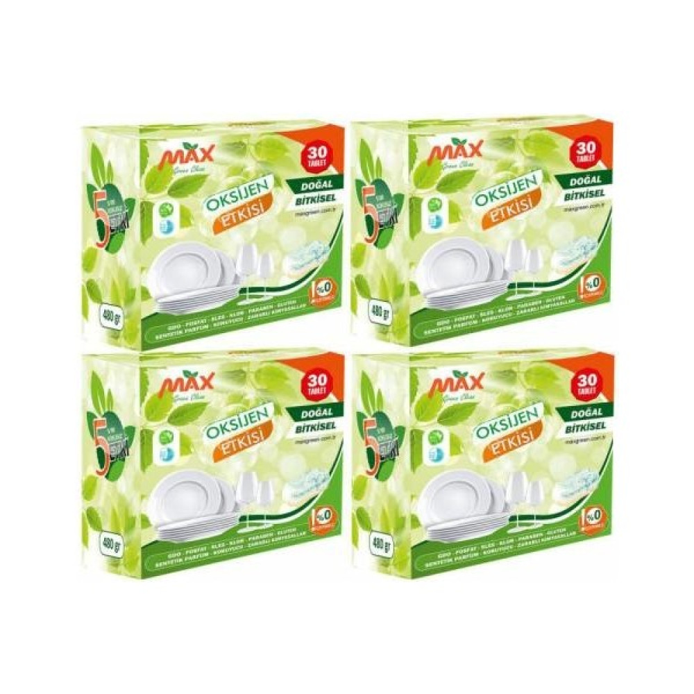 Max Green 4lü SET Bulaşık Makinesi Tableti Bitkisel 120 Tablet Bulaşık Yıkama Fiyatı