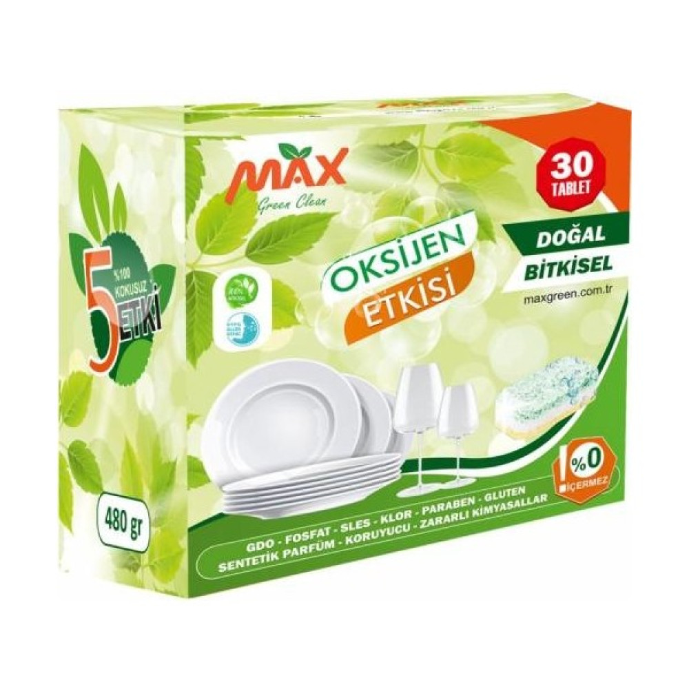 Max Green Clean Bitkisel Bulaşık Makinesi Deterjanı 30 Tablet Bulaşık Yıkama Fiyatı