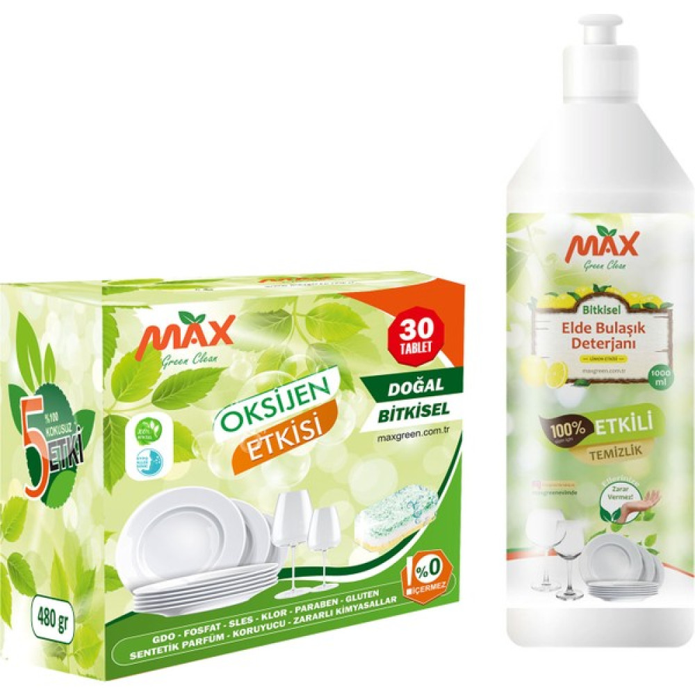 Max Green Clean Bulaşık Makinesi Tableti + Sıvı Bulaşık Deterjanı 2’li Set Bulaşık Yıkama Fiyatı