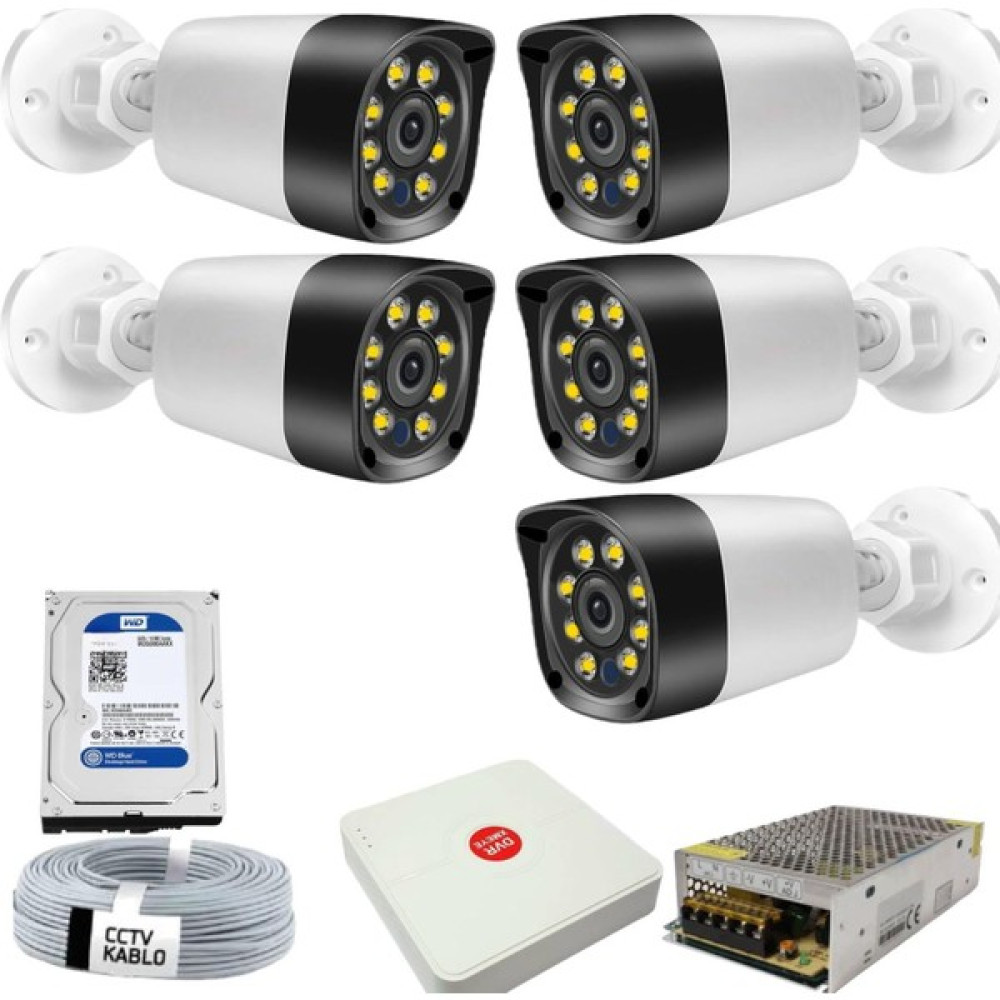 Maxcam 5 Kameralı Sony 5 mp Lens Gece Renkli Warm LED Kamera Sistemi Güvenlik Kameraları Fiyatı
