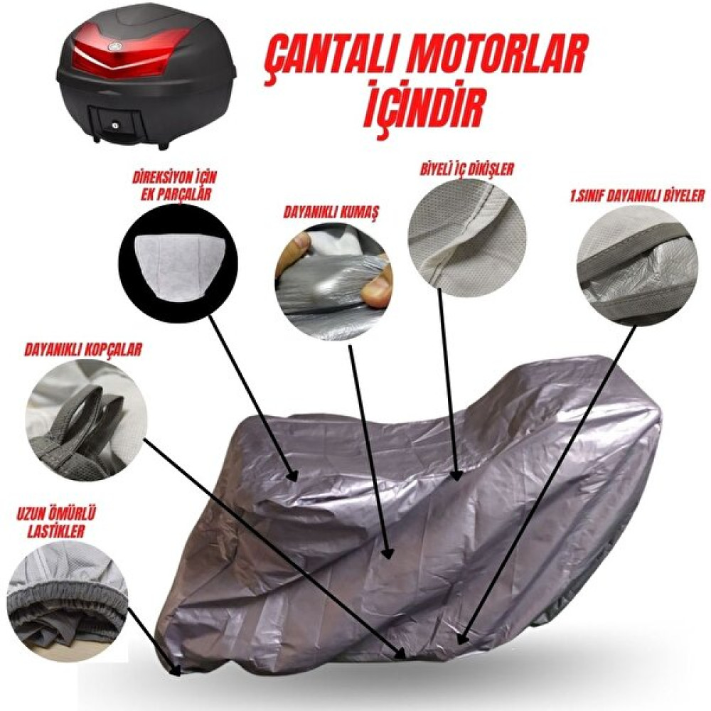 MaxDurable Kuba Rx9 50CC Çantalı (Topcase'li) Motosiklet Motor Brandası Motorsiklet Brandaları Fiyatı