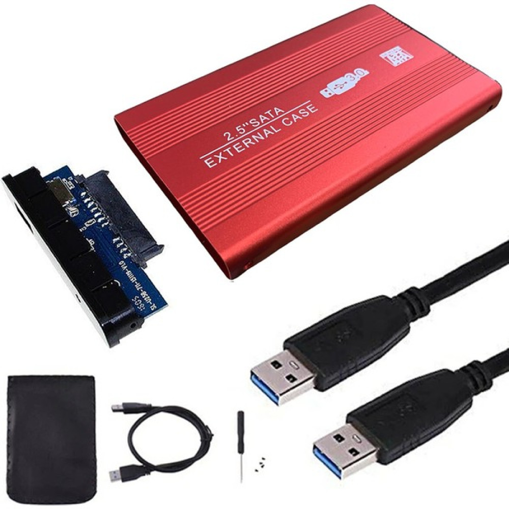 Maxgo 2126k 2.5 Inç Usb 3.0 Sata Harddisk Hdd Kutusu 5 Gbps + Kılıf - Kırmızı Aluminyum Ssd HDD Kutuları Fiyatı