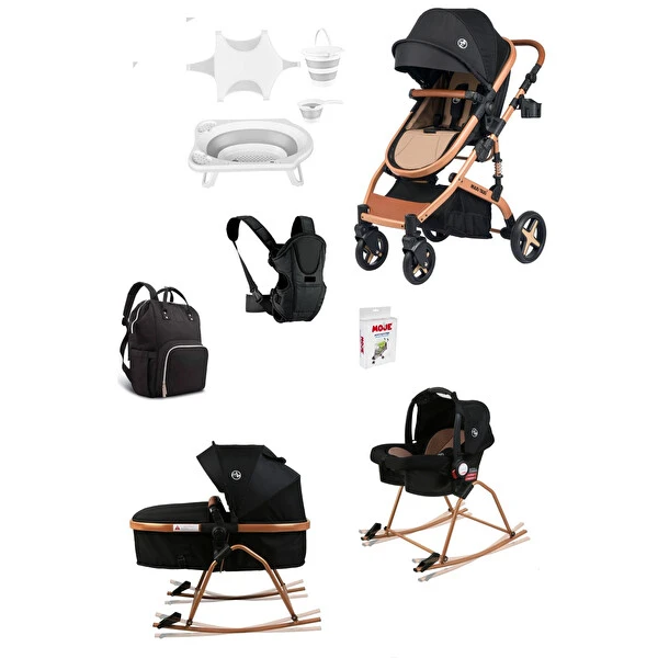 Maxi Taxi 10 Parça Yenidoğan Travel Sistem Bebek Arabalı Ve Anakucağı Aparatlı Gold-Siyah Set Bebek Arabası ve Pusetler Fiyatı