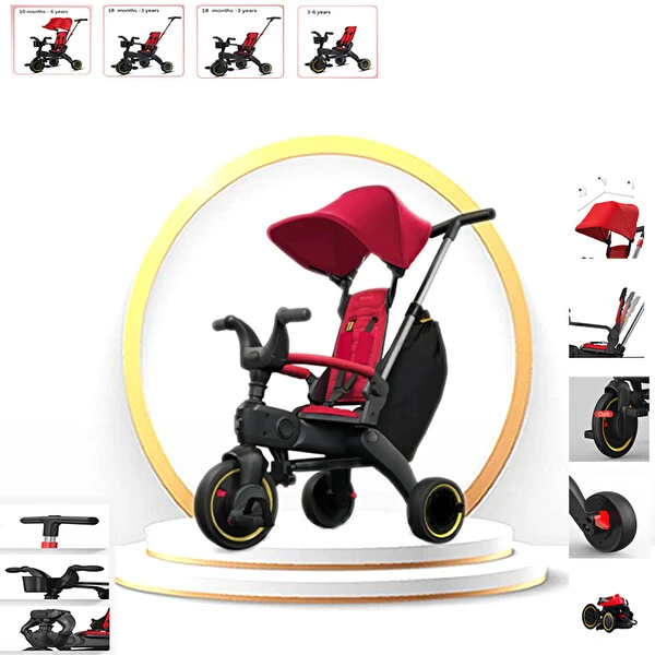 Maxi Taxi Trike Plus F3 Ebeveyn Kontrollü Katlanabilir Kırmızı Bisiklet Çocuk Bisikletleri Fiyatı