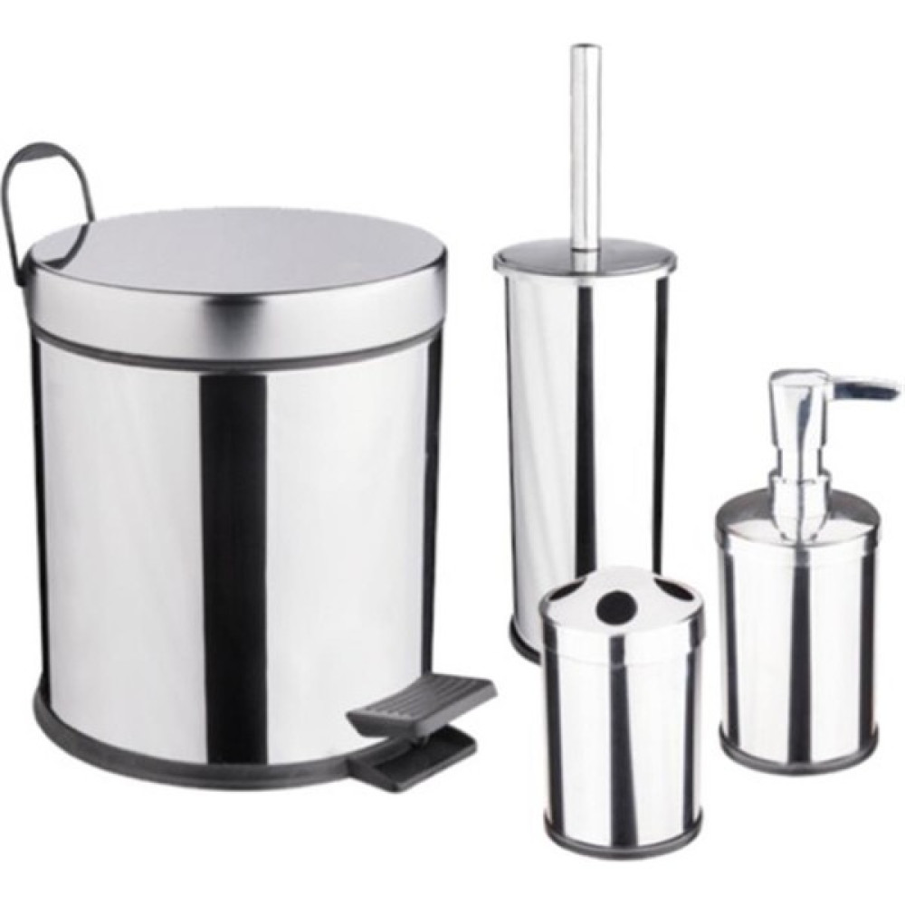 MaxiFlow Standart 4"lü Banyo Seti Çöp Kovası Wc Fırçalık Sabunluk Diş Fırçalık Krom Çöp Kovaları Fiyatı