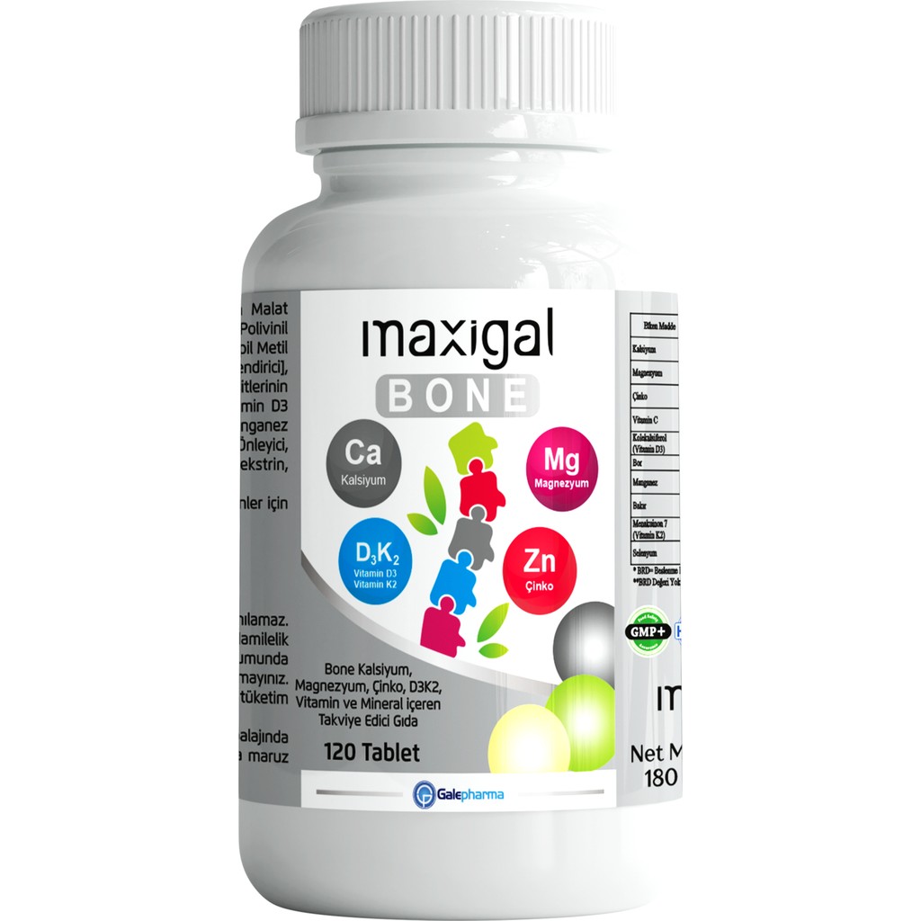 Maxigal Bone Kalsiyum, Magnezyum - Çinko, D3K2 Vitamin ve Mineral İçeren Takviye Edici Gıda - Aromasız Diğer Fiyatı