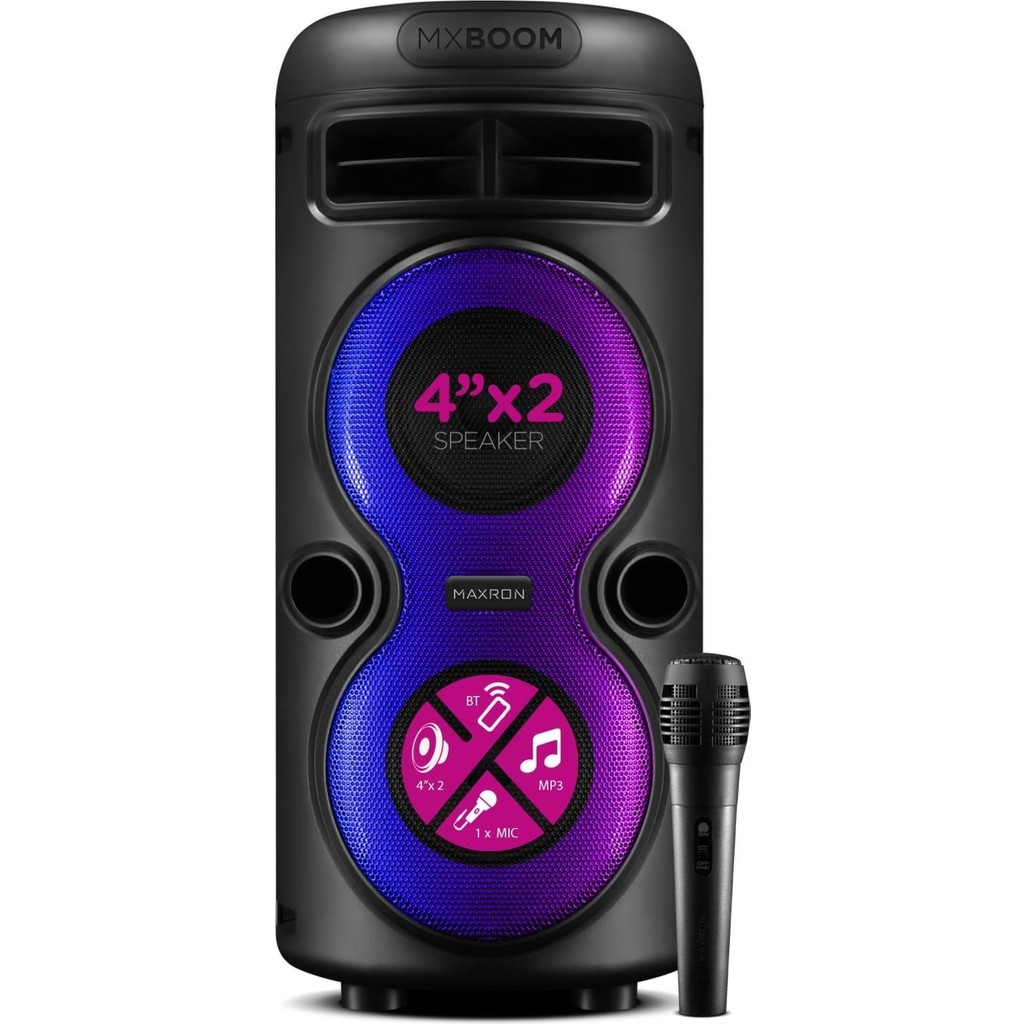 Maxron Mxboom Karaoke Mikrofonlu Bluetooth Hoparlör Parti Led Işıklı Ses Sistemi - Renkli Diğer Fiyatı