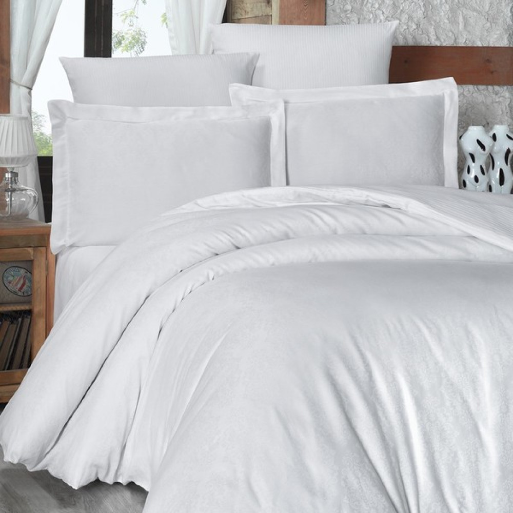 Maxstyle Jakarli Saten Ornament Beyaz Çift Kişilik Nevresim Takimi - Renkli - 200 x 220 cm Nevresim Takımı Fiyatı