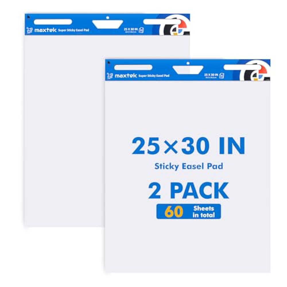 maxtek Sticky Easel Pad 25"x30", Large Flip Chart Paper with 2 Packs of 30 Sheets/Pad, Upgraded Big Anchor Chart Flip Paper with Sticky Back, Self-Stick Easel Paper for Walls Easel Fiyatı