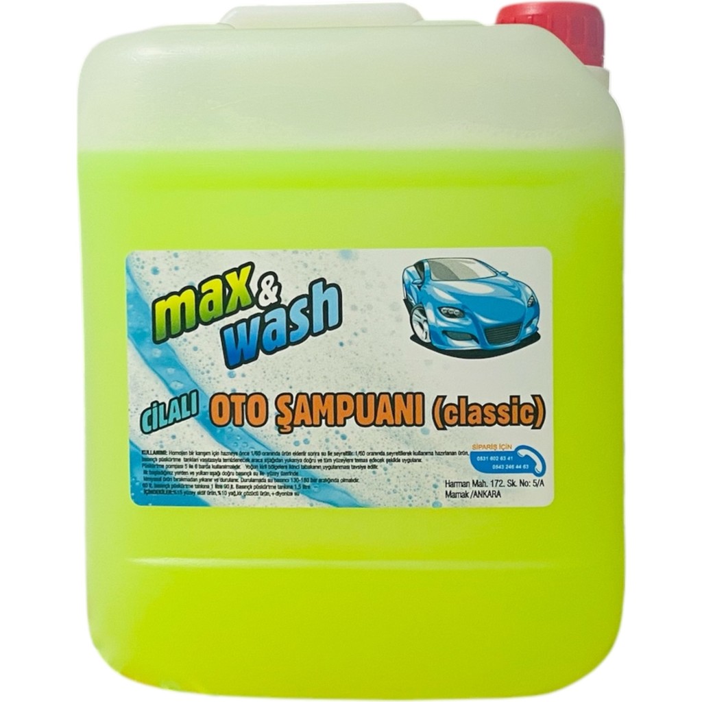 Max&Wash Cilalı Oto Şampuanı-Cilalı Oto Yıkama Köpüğü Extra Cilalı 1/60 Oran Konsantre 5 Kg Oto Yıkama Ürünleri Fiyatı