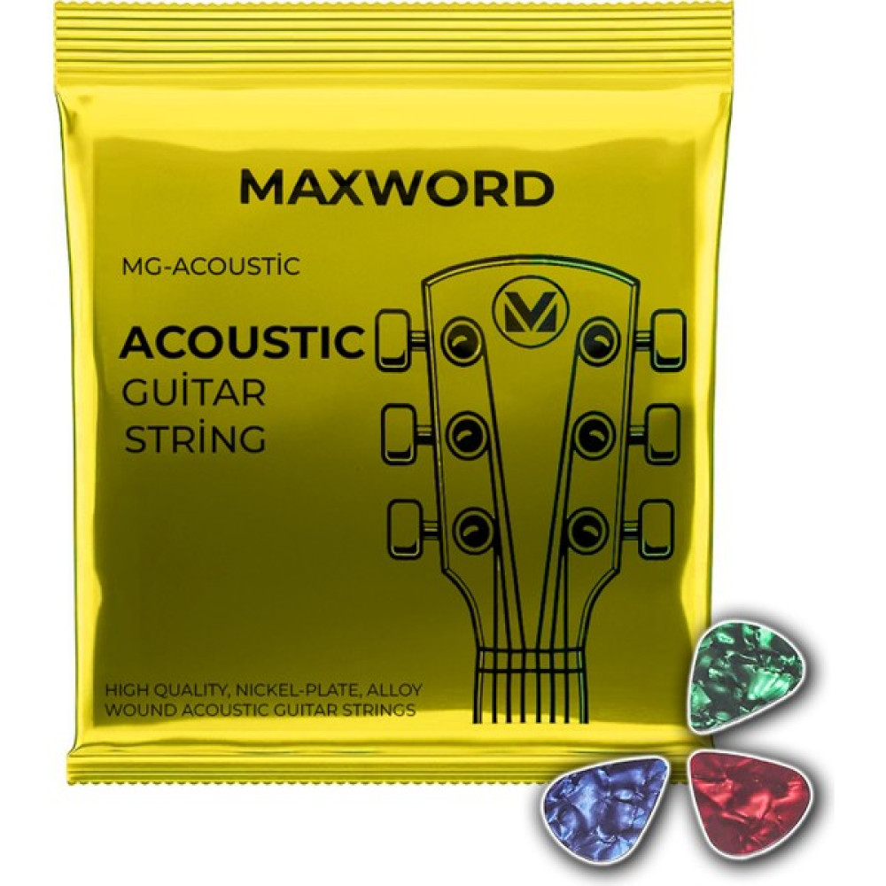 Maxword Gt-Acoustic Kaliteli Akustik Gitar Teli 1 Takım Set + Pena Müzik Aleti Aksesuarları Fiyatı