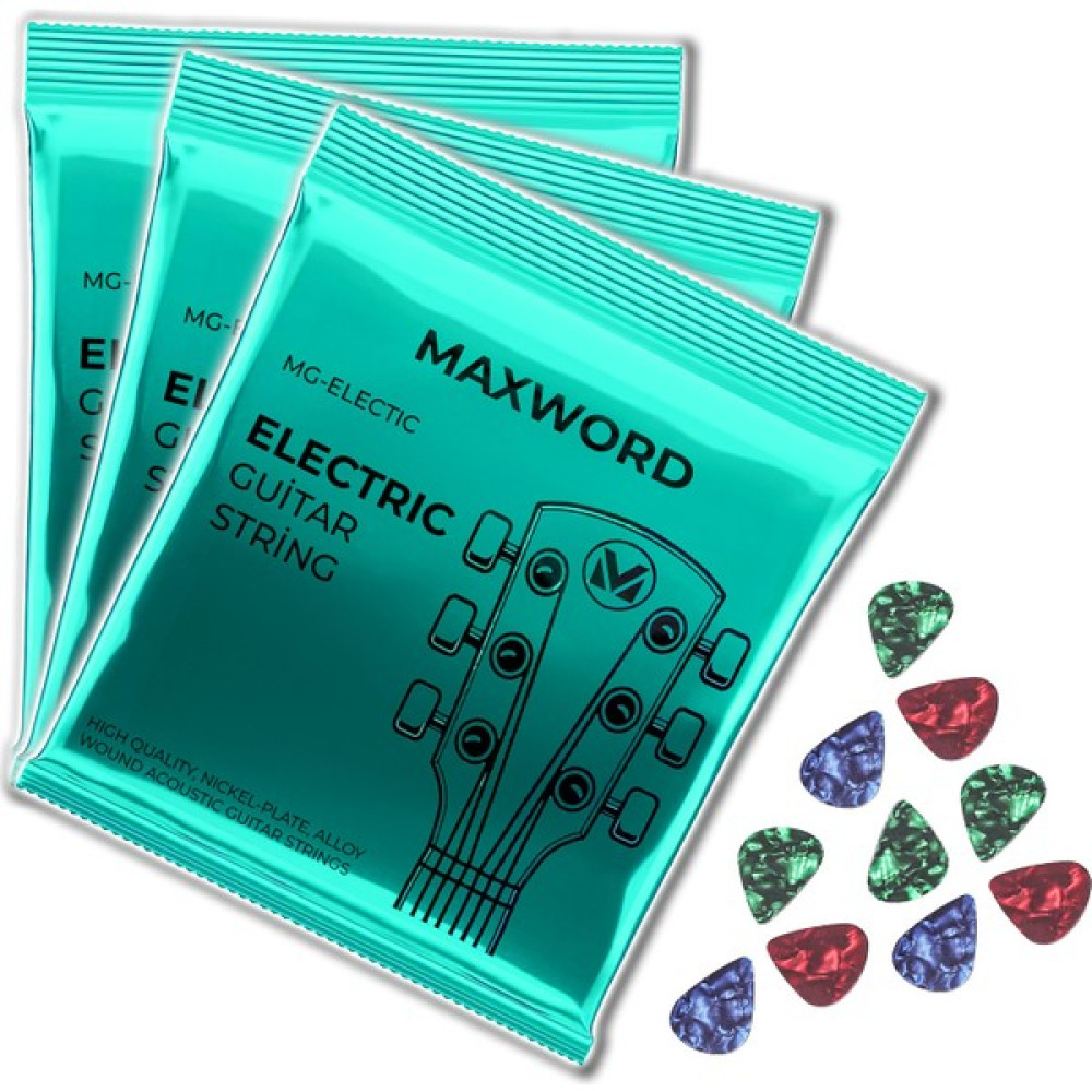 Maxword Gt-Electric-3x Elektro Gitar Teli 3 Takım Set + 10 Pena Müzik Aleti Aksesuarları Fiyatı