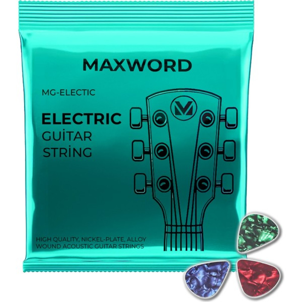 Maxword Gt-Electric Kaliteli Elektro Gitar Teli 1 Takım Set + Pena Müzik Aleti Aksesuarları Fiyatı