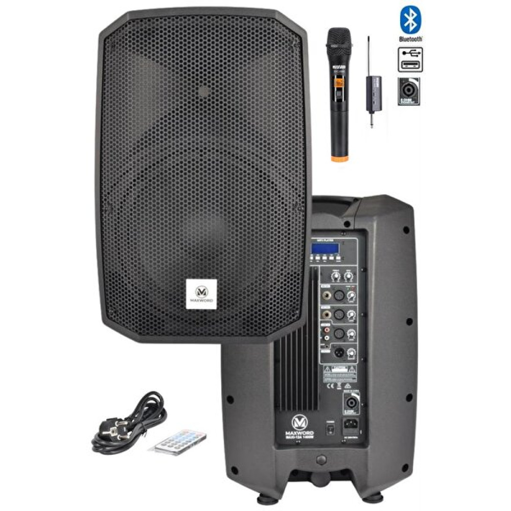 Maxword Maxi-12A-Mic 12" 1200 W Taşınabilir Aktif Kabin Hoparlör ve Bluetooth USB Kablosuz Mikrofon Stüdyo ve Sahne Ekipmanları Fiyatı