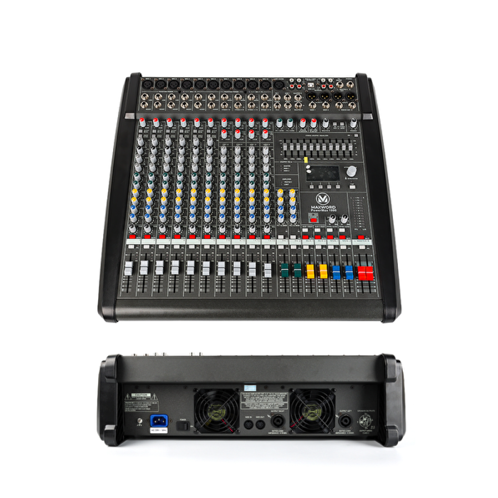 Maxword Powermax-1000 2x1000W 2x99 DSP Efekt Yüksek Güçlü Power Amfili Mikser Mikserler Fiyatı