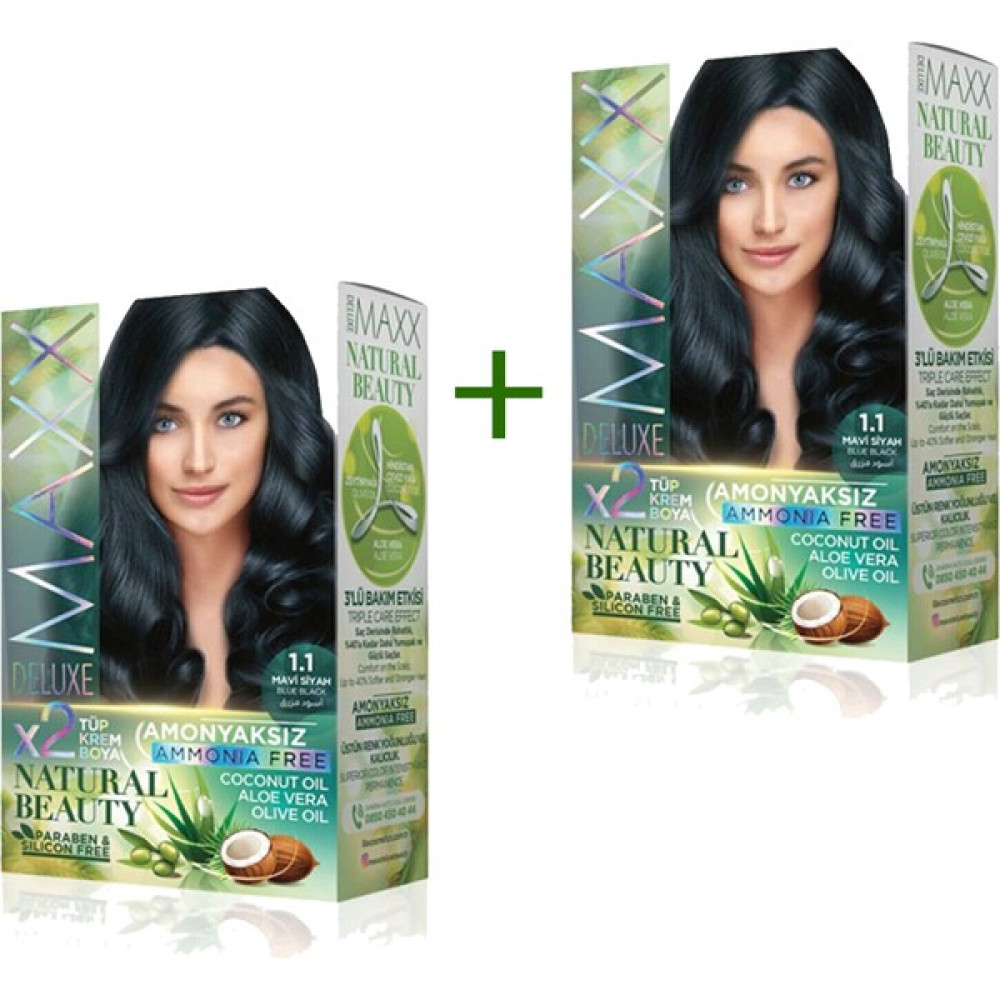 Maxx Deluxe 2 Paket Natural Beauty Amonyaksız Saç Boyası 1.1 Mavi Siyah Saç Boyası Fiyatı