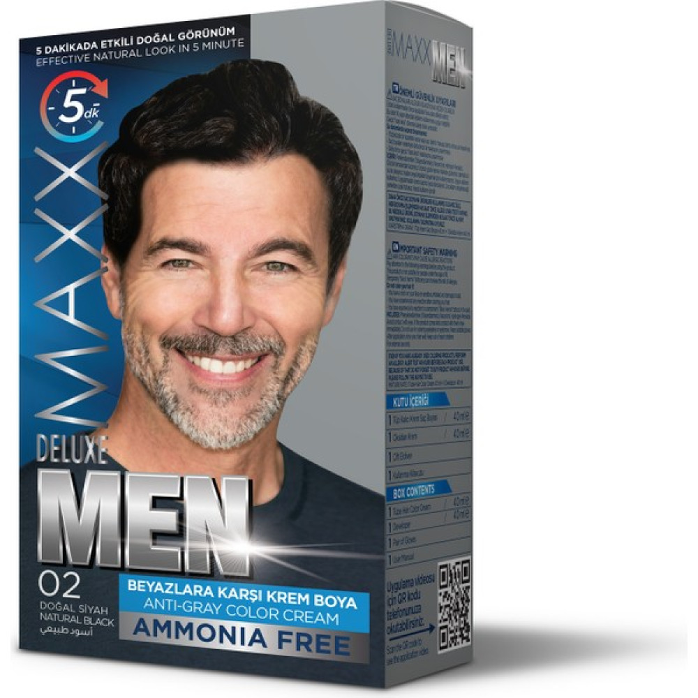 Maxx Deluxe Man 0.2 Doğal Siyah Saç Boyası - KAHVE. Saç Boyası Fiyatı