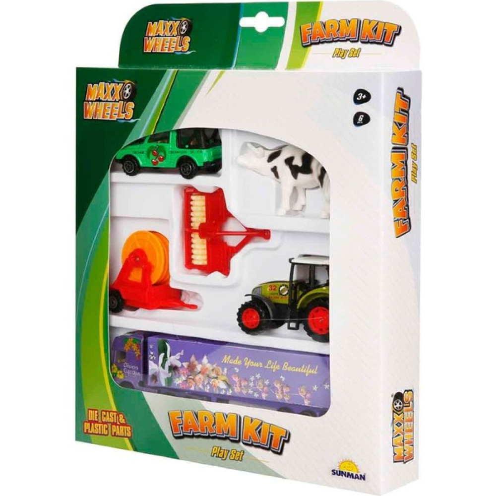 Maxx Wheels Araçlı Çiftlik Seti - Inek - Ahşap Desenli Oto Boyaları Fiyatı