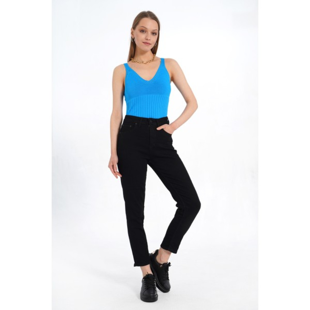 May Butik Yüksek Bel Likralı Mom Jean Siyah Kot Pantolon Bayan Jeans / Kot Pantolon Fiyatı